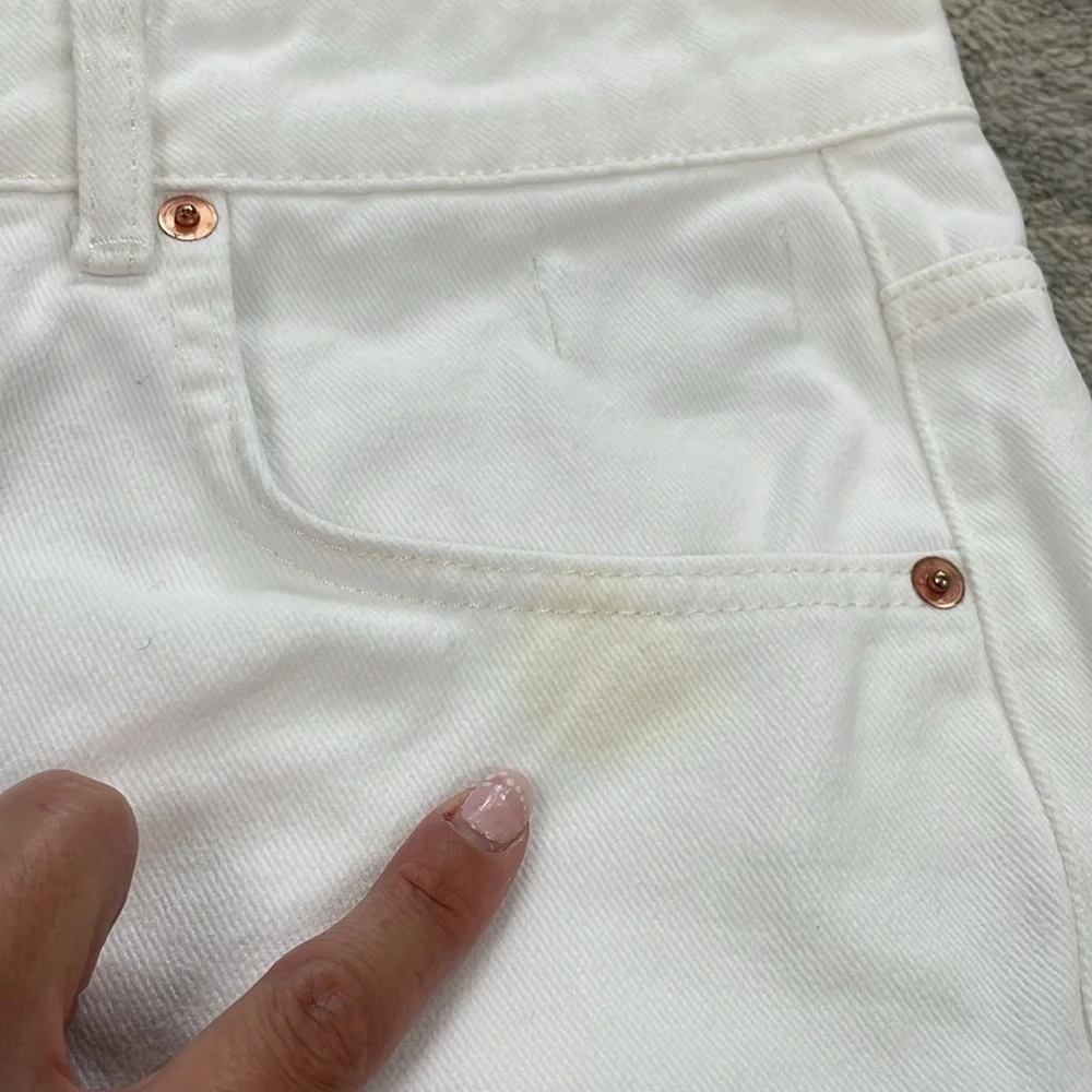 Raey Cotton Denim Jean Shorts White Button Fly Rigid No Stretch Sz 26